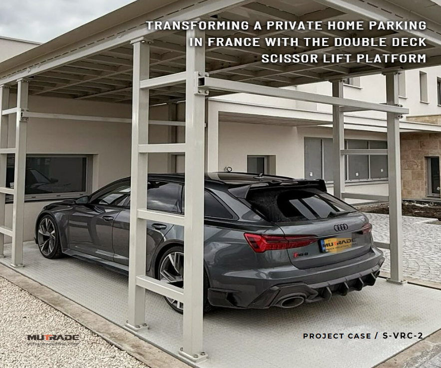 Transformando un estacionamiento privado en casa en Francia con la plataforma de elevación de tijera de doble cubierta