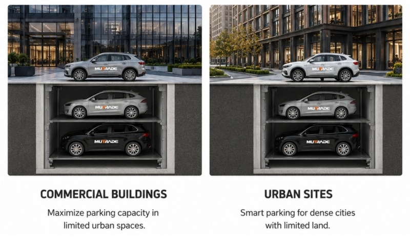 PFPP Pit Sistema de estacionamiento de cuatro postes Estacionamiento subterr&aacute;neo oculto para proyectos premium y con espacio limitado 2