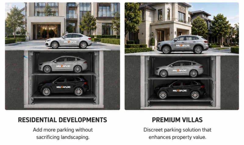 PFPP Pit Sistema de estacionamiento de cuatro postes Estacionamiento subterr&aacute;neo oculto para proyectos premium y con espacio limitado 3